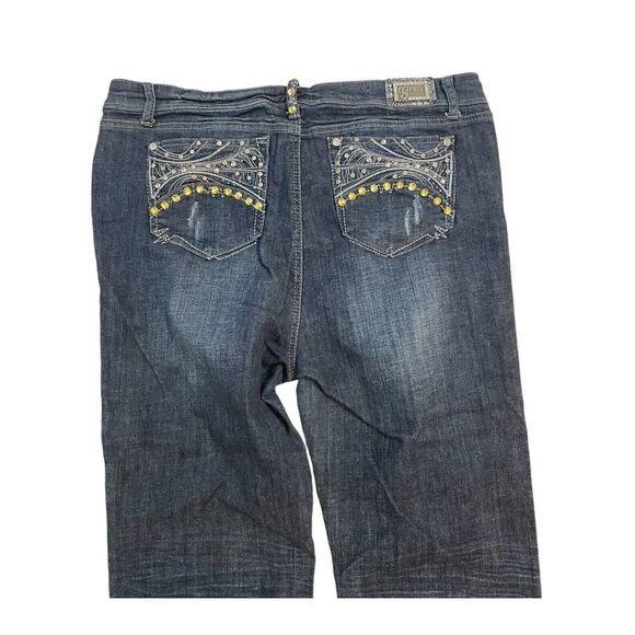 Grace in LA Boot Cut Jeans Womens Sz 36 Embroidered Sequin Denim - Picture 2 of 14